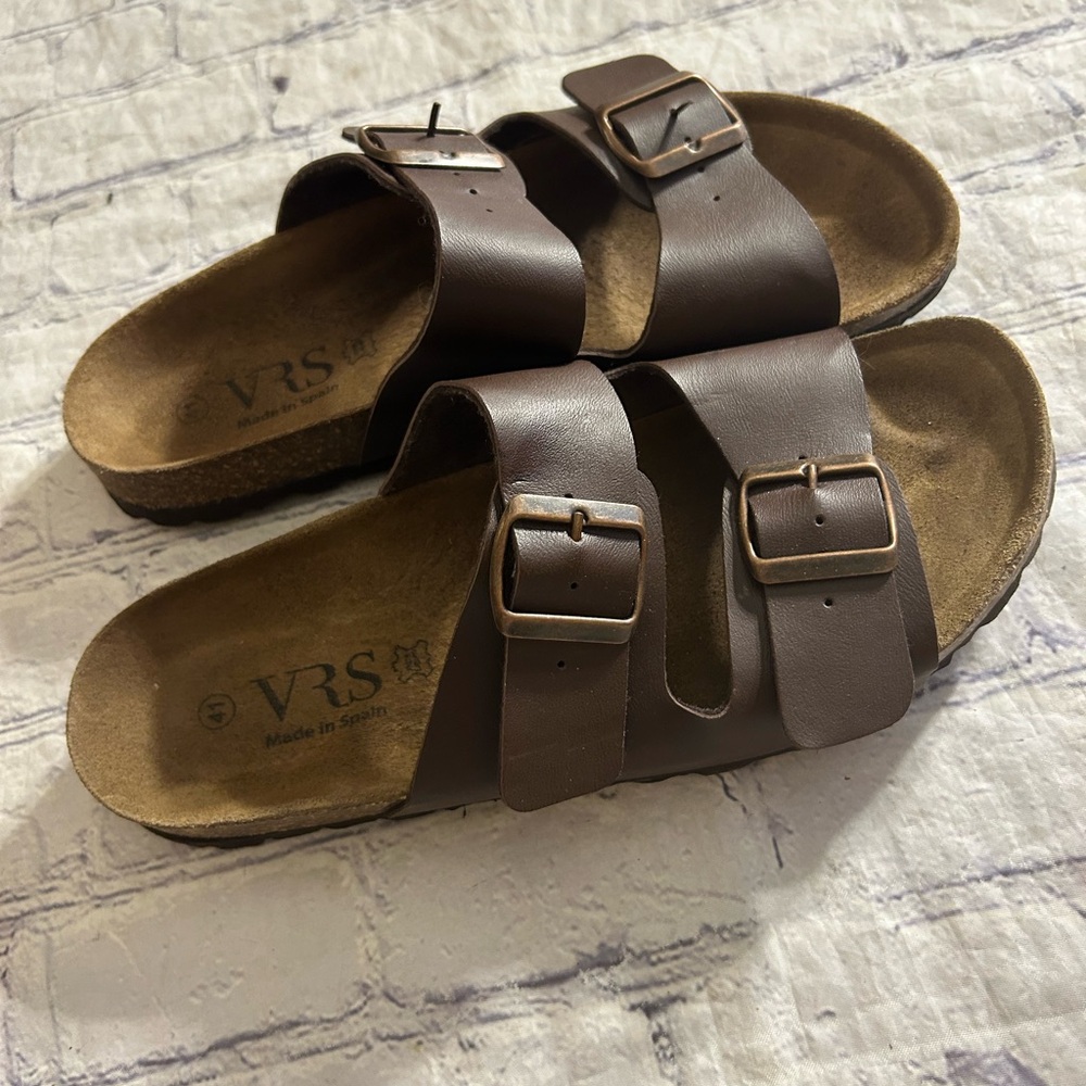 VRS TWO-STRAP SANDALS MADE IN SPAIN CHOCOLATE BROWN WOMEN’S SANDALS SIZE 41